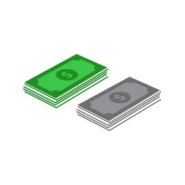 Stack of pile money, dollar. Vector icon template Stock Illustration