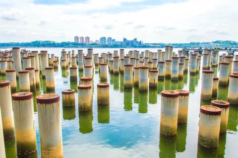 Stack piles Stock Photos