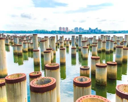 Stack piles Stock Photos