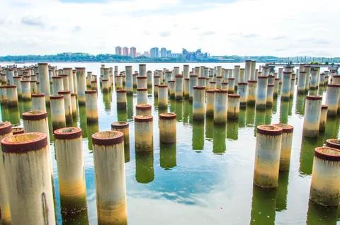 Stack piles Foto stock
