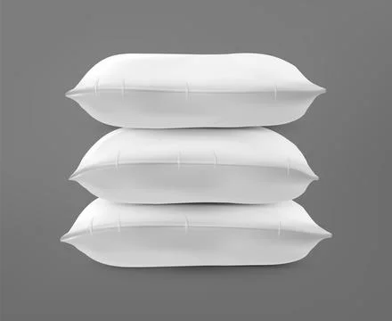 Stack pillows. Realistic bedroom heap cushions. Comfortable ergonomic sleeping 스톡 일러스트