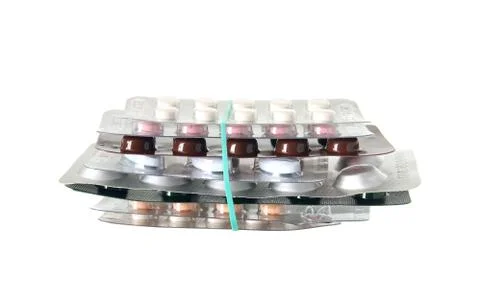 Stack of pills package Stock Photos