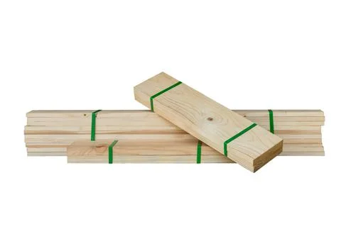 Stack of pine boards on white background Stock Photos