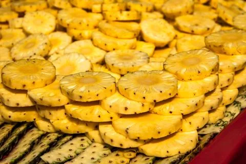 Stack of pineapple slices Foto stock
