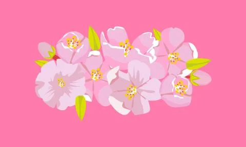 Stack of Pink Cherry blossom for your design. Vector illustration. Stock Illustration