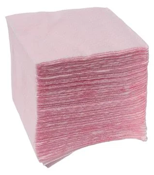 Stack of pink paper napkins or serviettes on isolated background Stock Photos