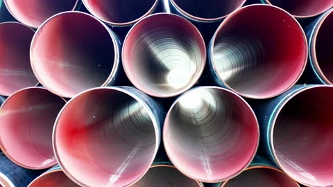 Stack of pipes for sewage or water supply system Plastic, PVC or polythene tubes Stock Footage 163831555