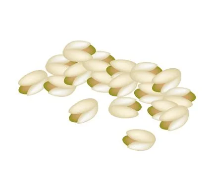 A Stack of Pistachio Nuts on White Background Stock Illustration