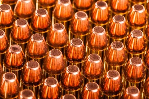 Stack of pistol ammo Stock Photos