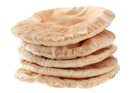 Stack of pita bread isolated on white background Stock Photos