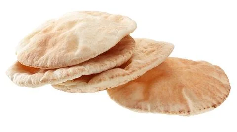 Stack of pita bread isolated on white background Stock Photos