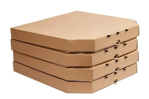 Stack of pizza boxes, isolated on white Stockfoto's