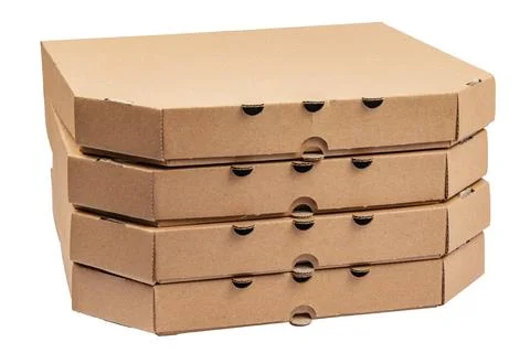 Stack of pizza boxes, isolated on white 스톡 사진