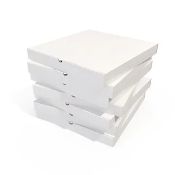 Stack of pizza boxes isoleted on white, 3d rendering Stockillustratie