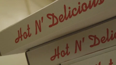 Stack Of Pizza Boxes Pan Down Video stock 112272344