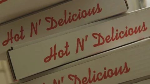 Stack Of Pizza Boxes Pan Up Stock-Footage 112272314