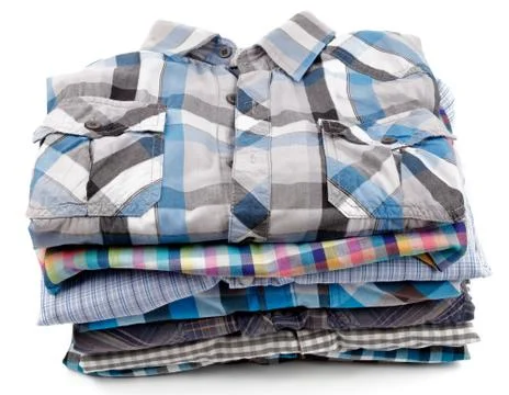 Stack of Plaid Men's Shirts Stock Photos
