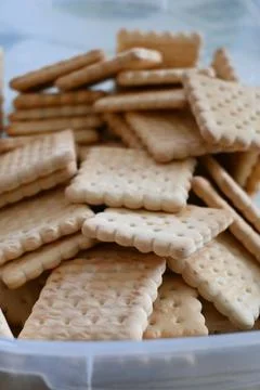 Stack of plain rectangular biscuits Photos