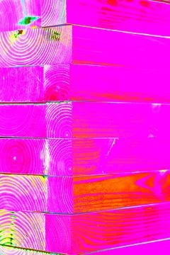 Stack of planed wooden blocks. Changed color scheme. Colorful background. T.. Foto stock
