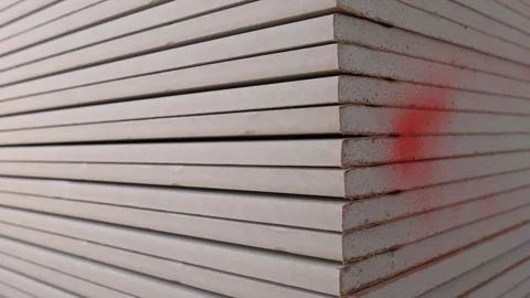 Stack of Plasterboards Drywall, Close Up Stock Footage 347399000