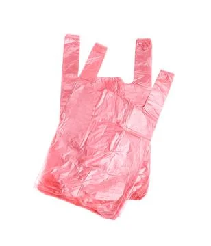 Stack of plastic bags isolated on white, top view 写真素材