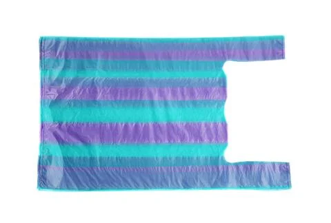 Stack of plastic bags isolated on white, top view Stockfoto's