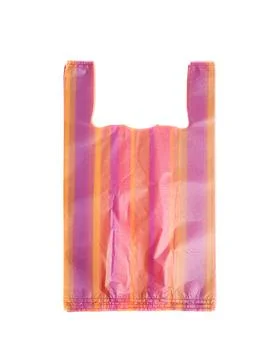 Stack of plastic bags isolated on white, top view 写真素材