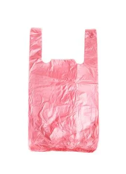 Stack of plastic bags isolated on white, top view Foto stock