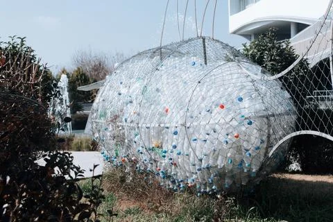 Stack of plastic bottles ready for recycling Stock Photos