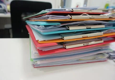 Stack of plastic clipboard and file document Stock Photos