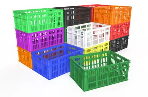 Stack plastic crates Illustrazione stock