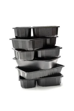 Stack of plastic food container 스톡 사진