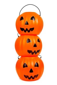 Stack of plastic jack-o-lanterns Stock Photos