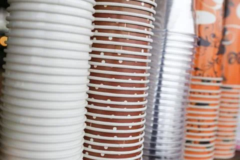 Stack of plastic paper coffee cup Stock Photos