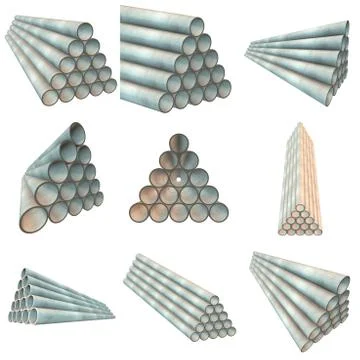 Stack of plastic pipes. Stock Illustration