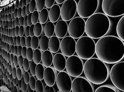 Stack of plastic pipes Stock Photos