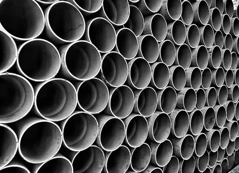 Stack of plastic pipes Stock Photos