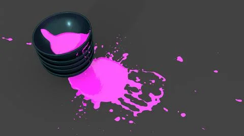 Stack of plates covered with pink paint in the form of a blot Illustrazione stock