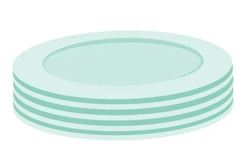 Stack of plates illustration. Flat vector element isolated on white backgroun Stock Illustration