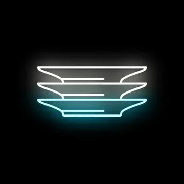 Stack of plates neon glow restaurant icon Stock Illustration