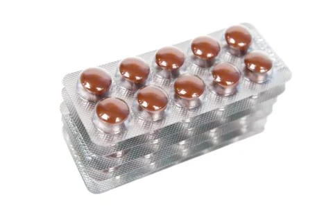 Stack of plates with tablets. Stock Photos