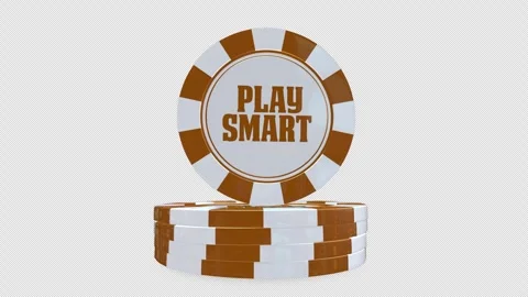 Stack of Play Smart Casino Poker Chips 3D , with alpha channel. Stock Footage 335892901