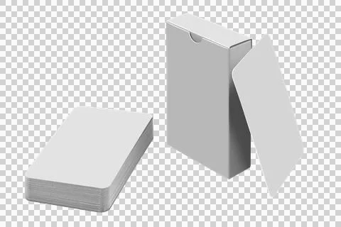 Stack of playing cards with box isolated on white Stock Photos