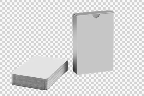 Stack of playing cards with box isolated on white Stock Photos