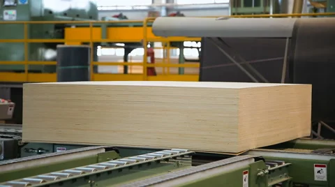 Stack of plywood on the line Stock Footage 64770976