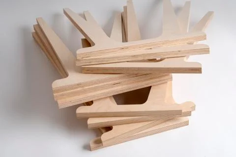 Stack of Plywood Table Legs for Assembly Stock Photos
