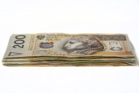 Stack of polish banknotes Stack of polish banknotes with two hundred zloti... Fotos Stock