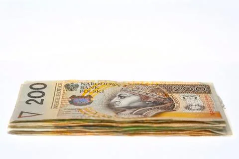 Stack of polish banknotes with white background Stock Photos