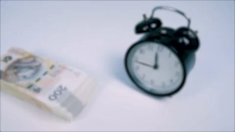Stack of polish bills and watch Stock Footage 143974343