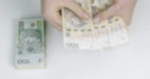 Stack of polish bills Stock Footage 143974059